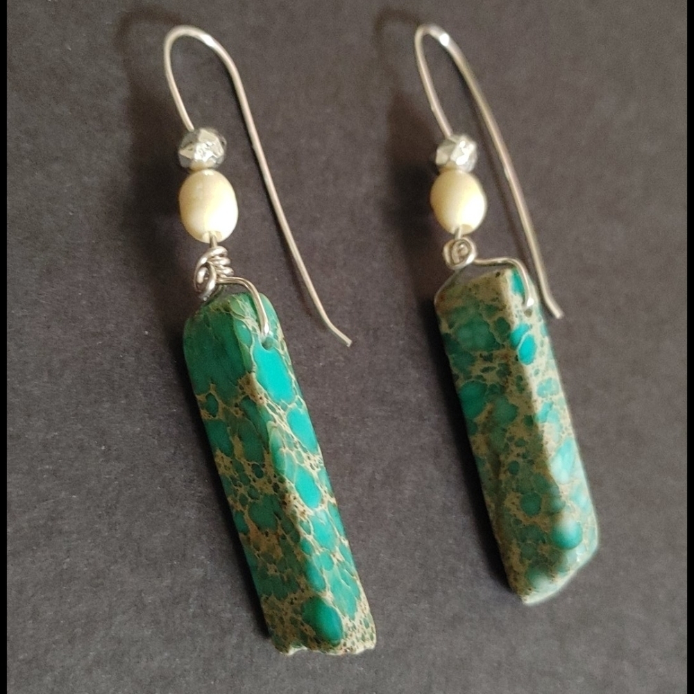 Hand Crafted Turquoise Dangle Earrings